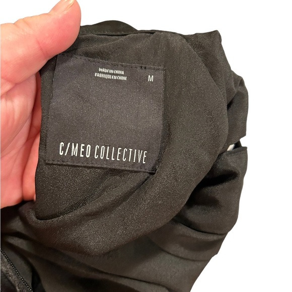 C/Meo Black Satin Can't resist long sleeve cut out Romper - Picture 6 of 6